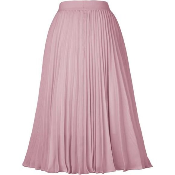 Womens Pleated Chiffon Midi Skirt High Waist Flowy A Line Swing Skirt Lined - Picture 2 of 4